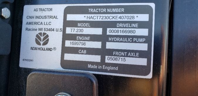 2019 NEW HOLLAND T7.230